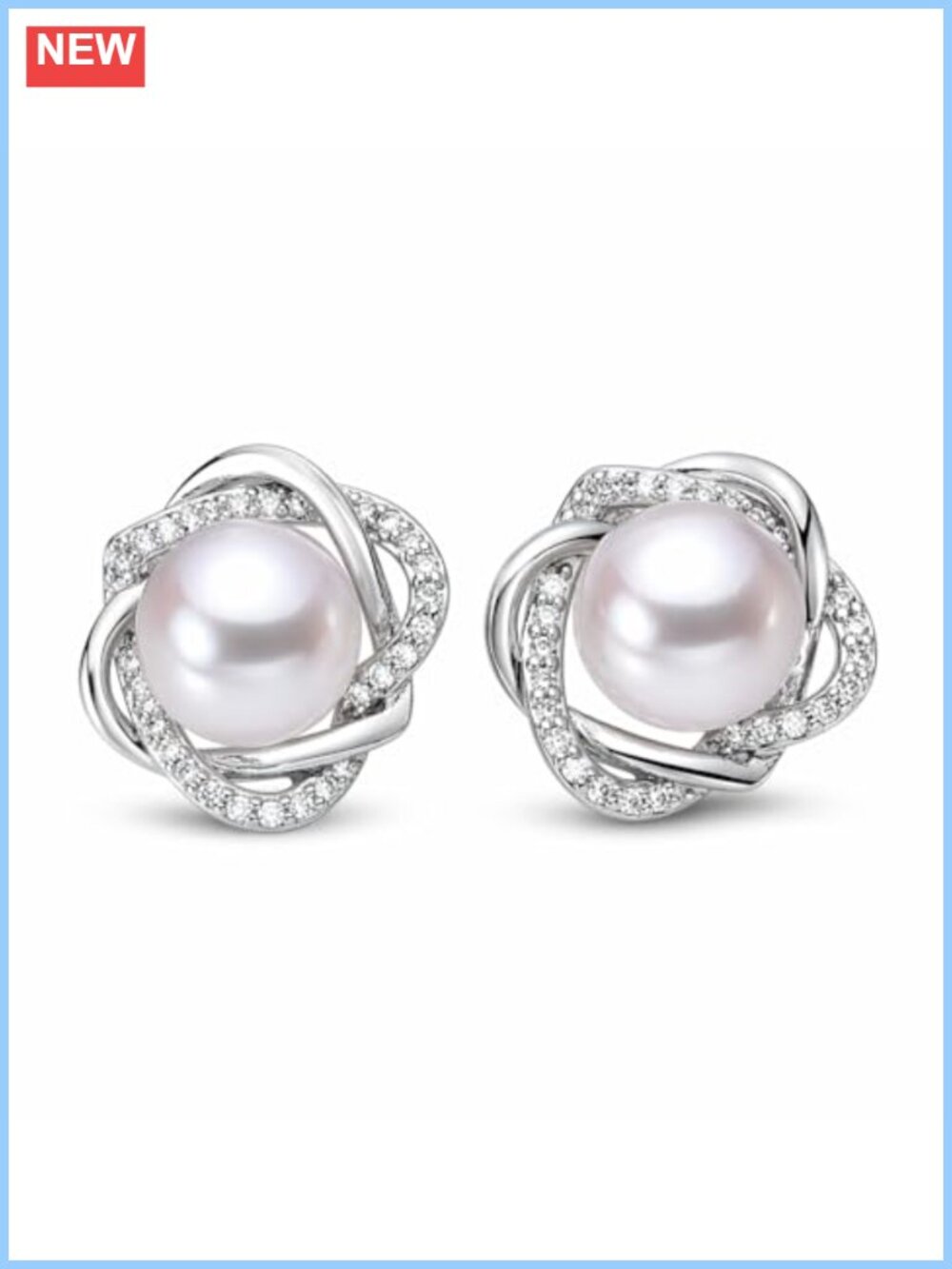 Sterling Silver Pearl Stud Earrings 8-9mm Freshwater Cultured